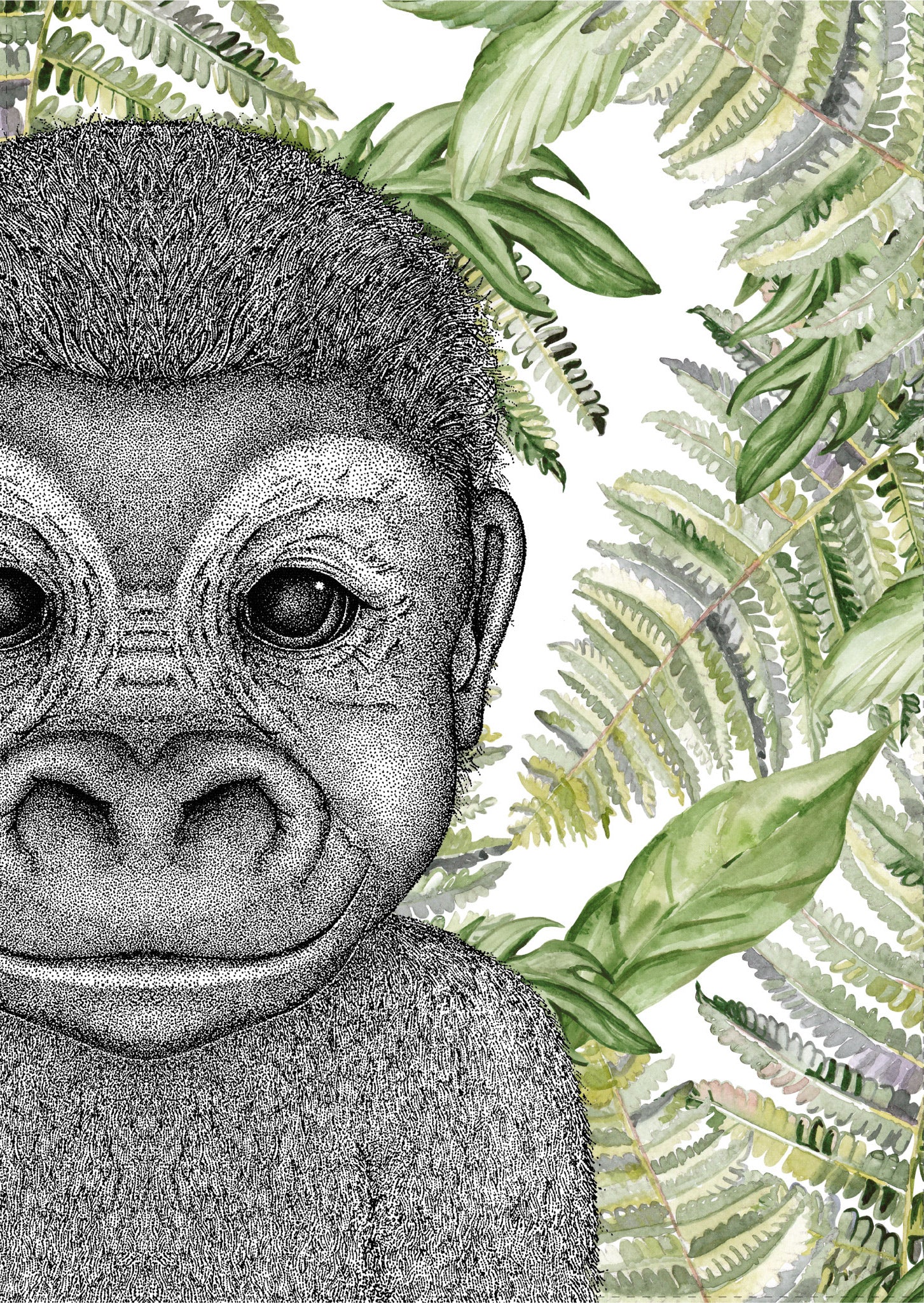 Guy the Gorilla with Fern Leaves