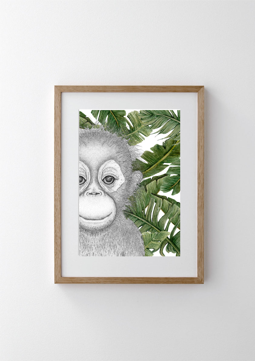 Ollie the Orangutan with Banana Leaves