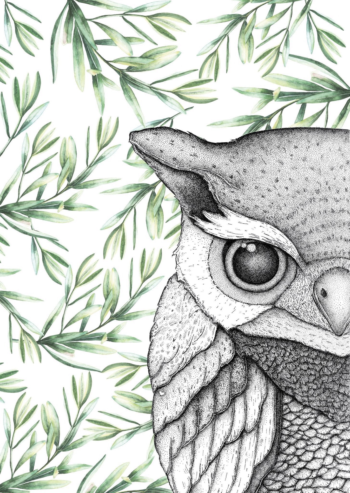 Oliver the Owl with Leaves