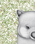 Walter the Wombat with Gum Leaves