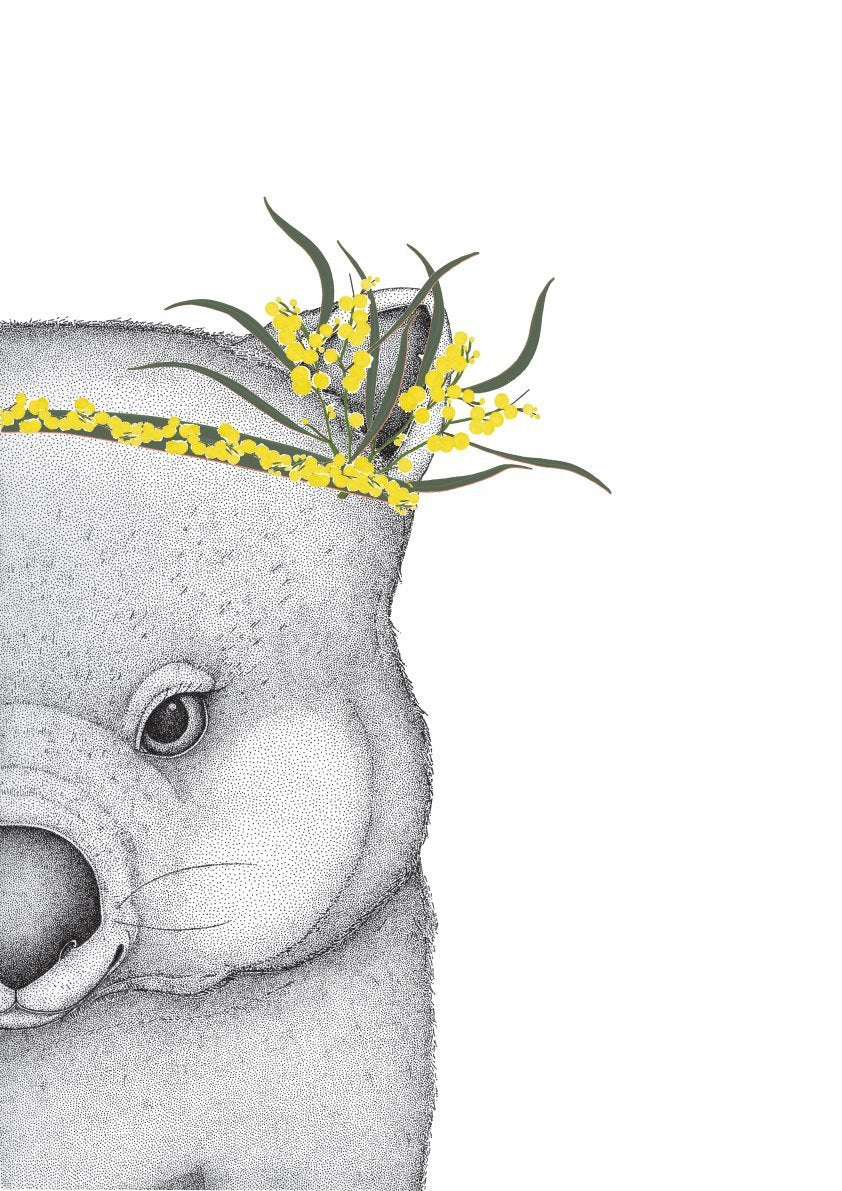 Winnie the Wombat with Wattle Crown