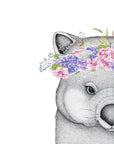 Winnie the Wombat with Hydrangea Crown