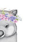 Winnie the Wombat with Hydrangea Crown