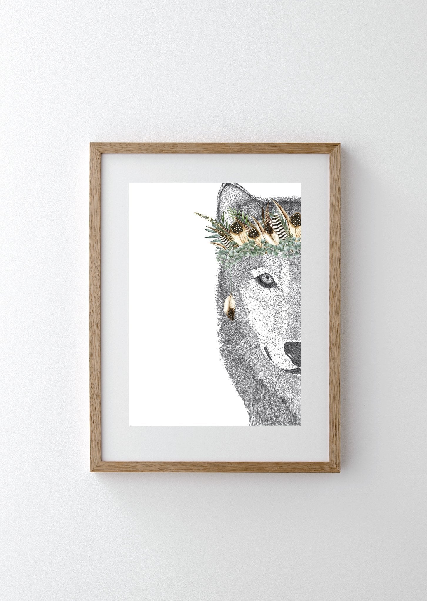 William the Wolf with Luxe Feather Crown